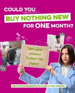 Poster promoting Buy Nothing New in January 2026